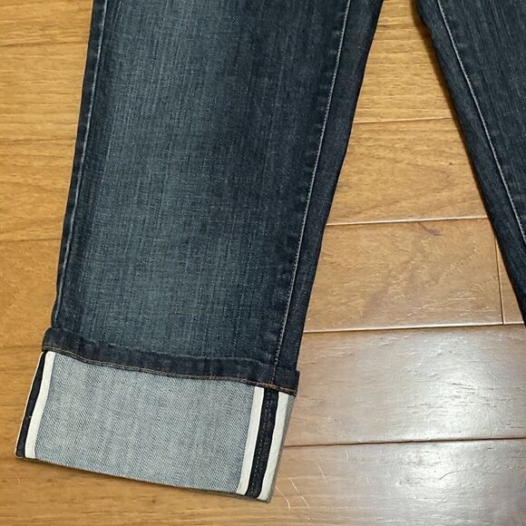 Vintage Talbots Womens Stretch Denim Blue Jean Capris Size 8 Cuffed Selvage Hem - Picture 5 of 15